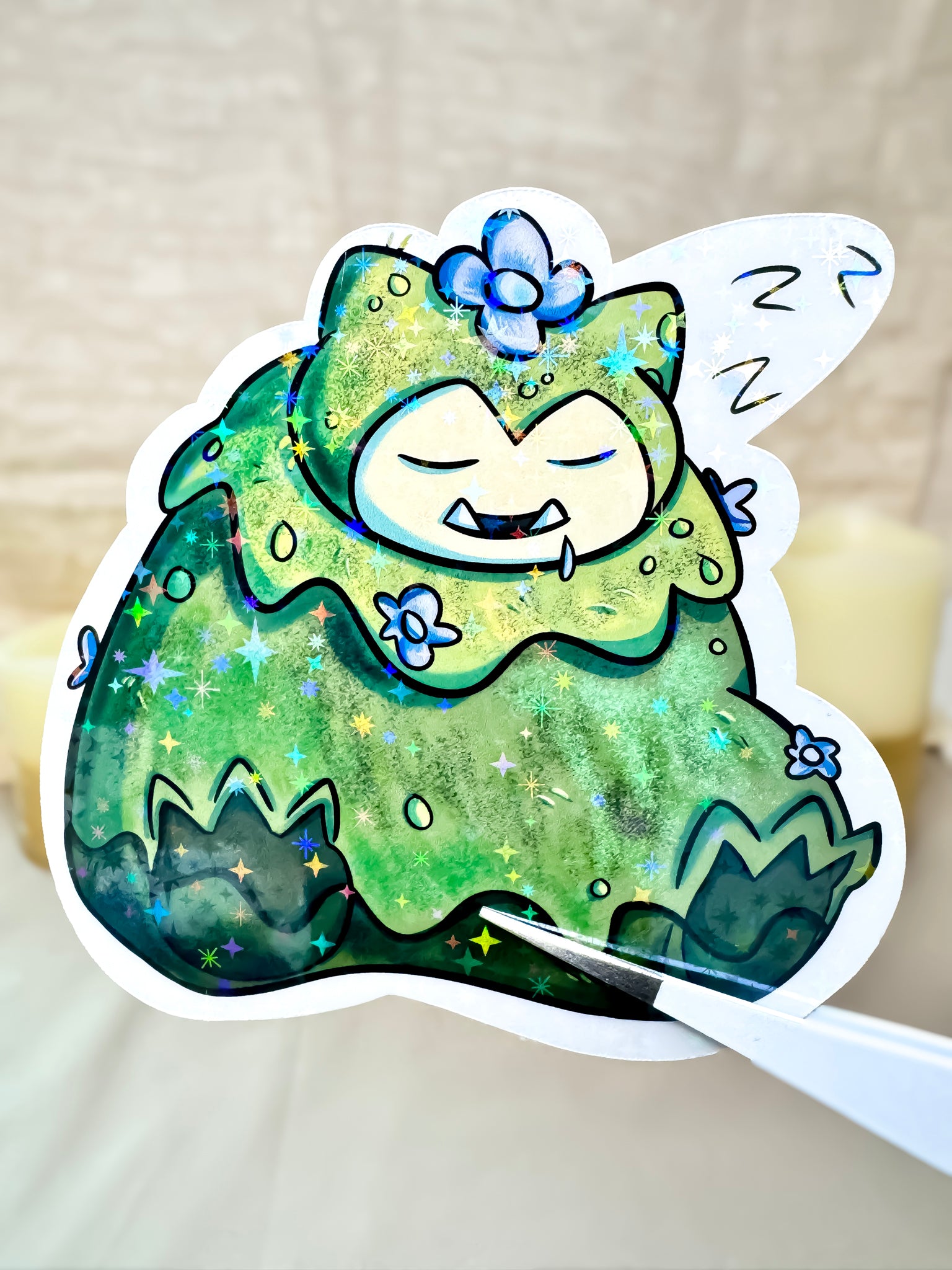 Mossy Sleepy Bear Sticker